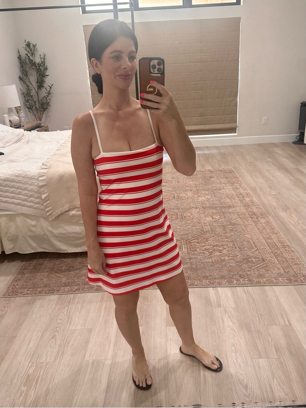 Abercrombie & Fitch Red and White Striped Mini Active Dress With Built in Shorts